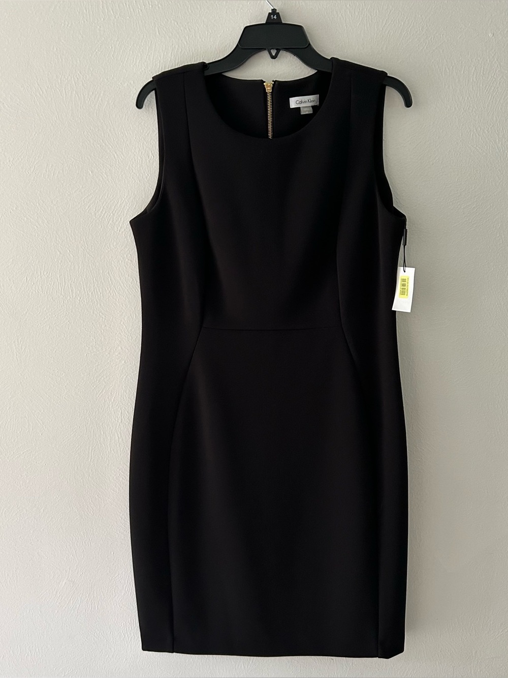 NWT Calvin Klein Black Sheath Sleeveless Dress Size 14, Knee